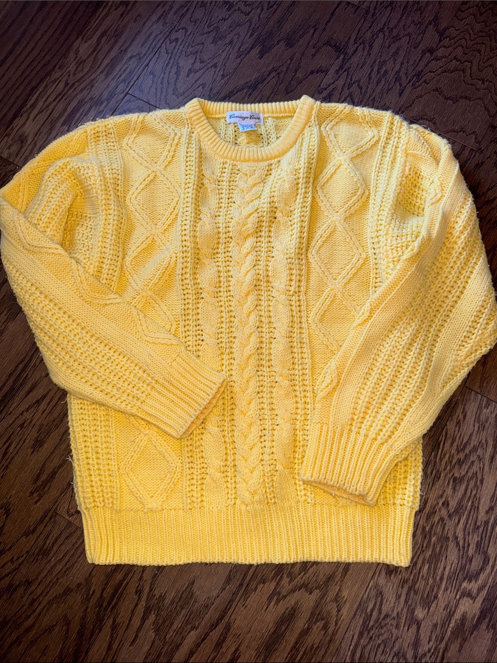 Vintage Cable Knit Crewneck Sweater - Yellow !